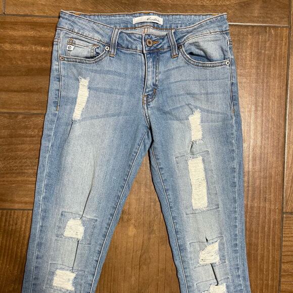 Kancan Skinny Jeans Distressed Cropped Light Wash Women's Sz 26 - Picture 3 of 9